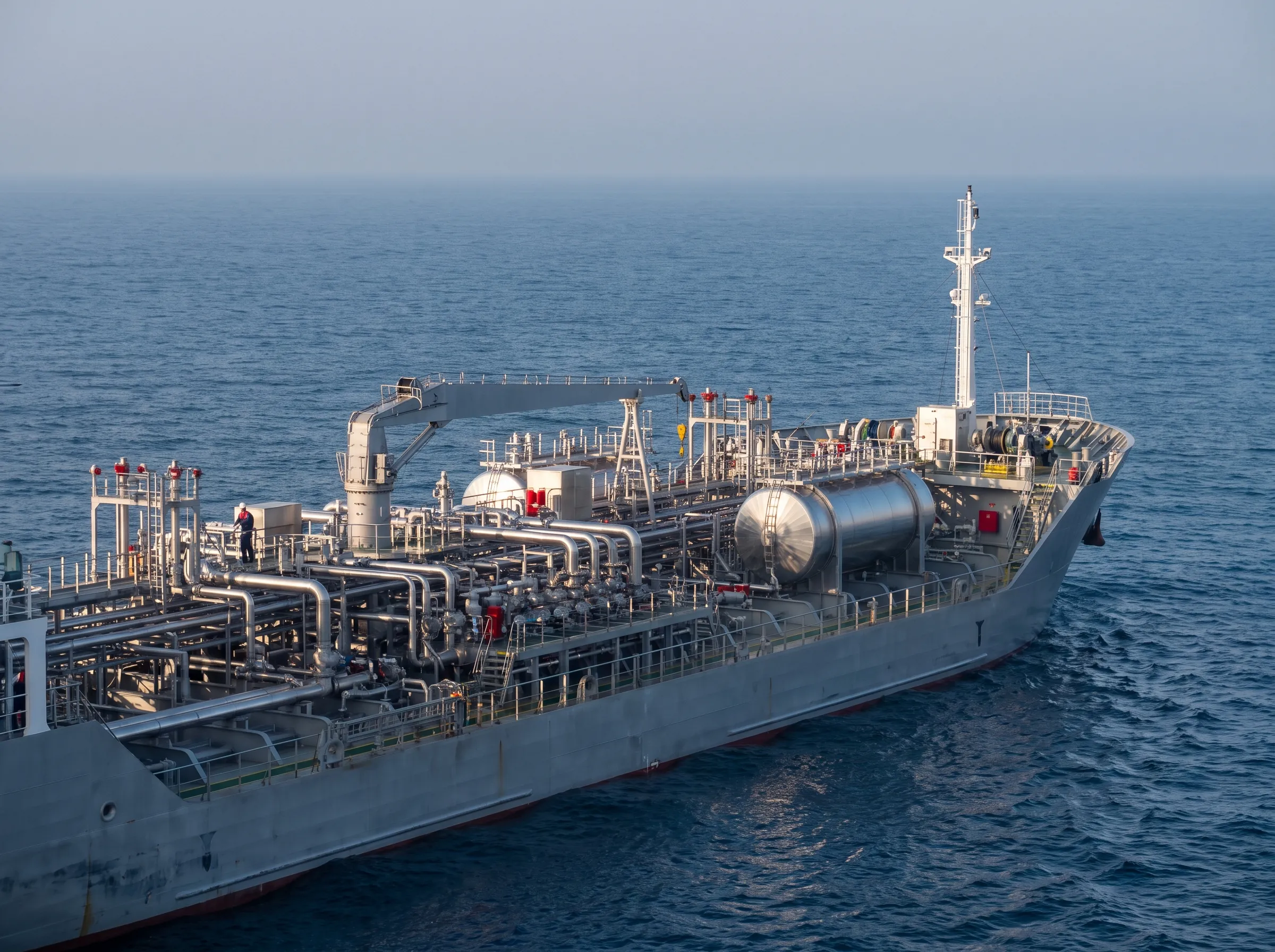 A stainless steel chemical tanker at sea