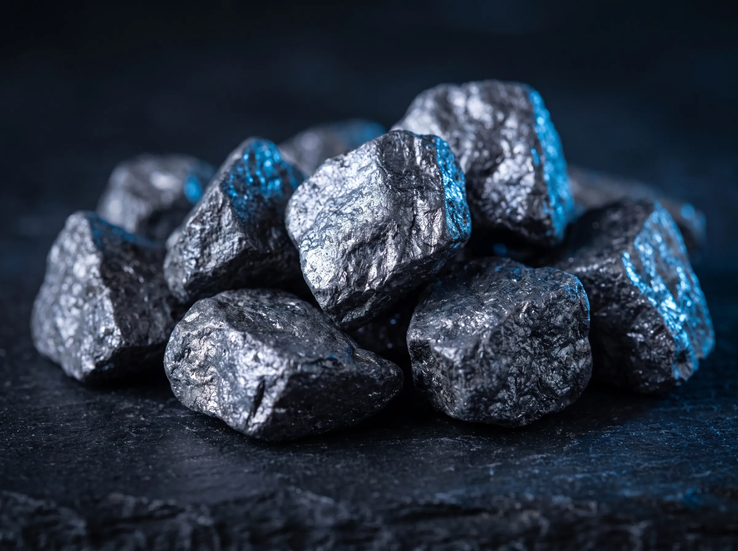 Close view of dark chrome ore lumps